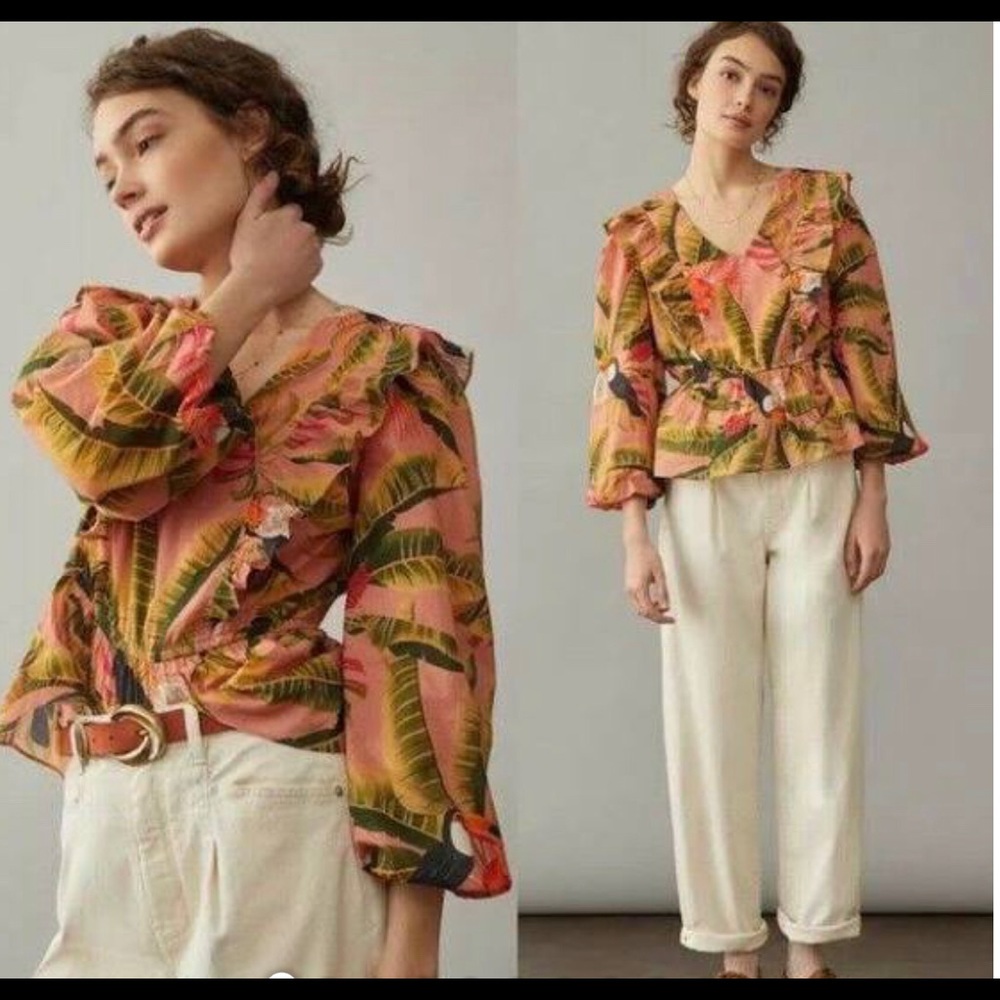 Farm Rio by Anthropology Long Sleeve Top